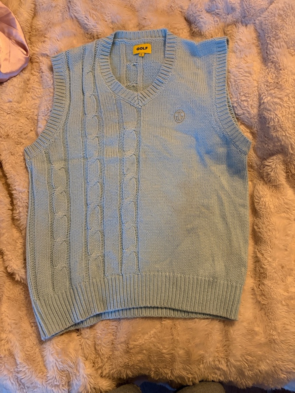 Golf Wang Light Blue Cable Knit V-Neck Sweater Vest